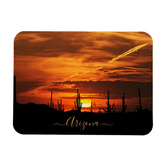 Scenic Arizona Saguaros at Sunset Magnet (Horizontal)