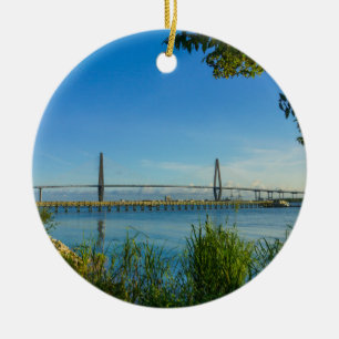Scenic Arthur Ravenel Bridge Ceramic Ornament