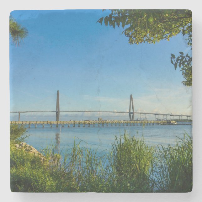 Scenic Arthur Ravenel Bridge Stone Coaster (Front)