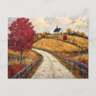 Scenic Autumn Landscape Rustic Postcard