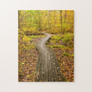 Scenic Autumn Walk in the Woods Nature Photo Jigsaw Puzzle