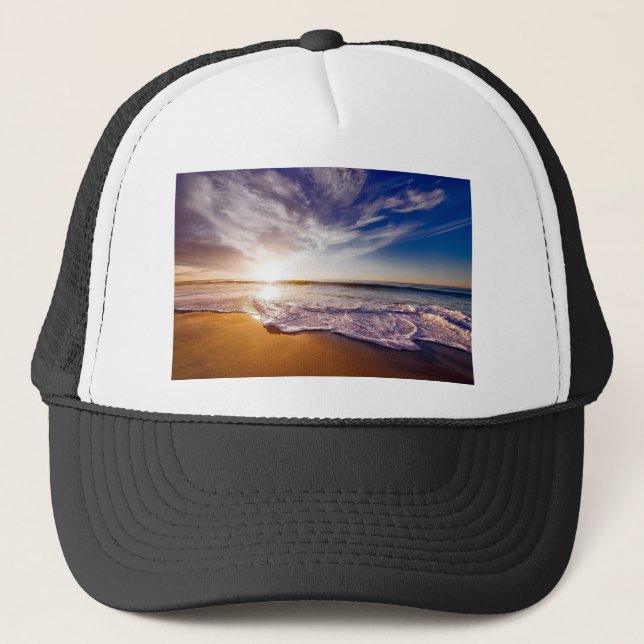 Scenic Beach Art Ocean Images Photography Cool Bea Trucker Hat (Front)