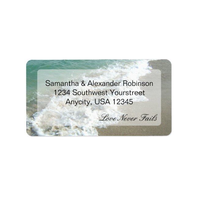 Scenic Beach Destination Wedding Label (Front)