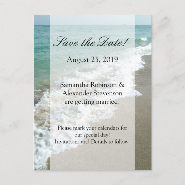 Scenic Beach Destination Wedding Save the Date Announcement Postcard (Front)