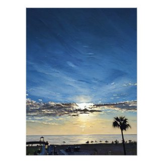 Scenic Beach Landscape at Sunset with Palm Trees Photo Print