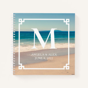 Scenic Beach Photo Wedding Monogram Guest Notebook