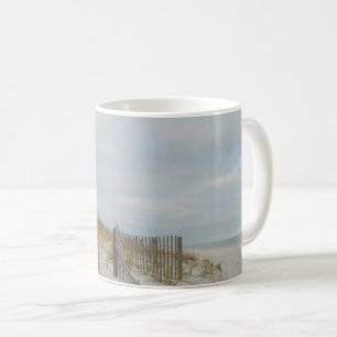 Scenic Beach Sand, Sea Oats & Fence Photograph Coffee Mug