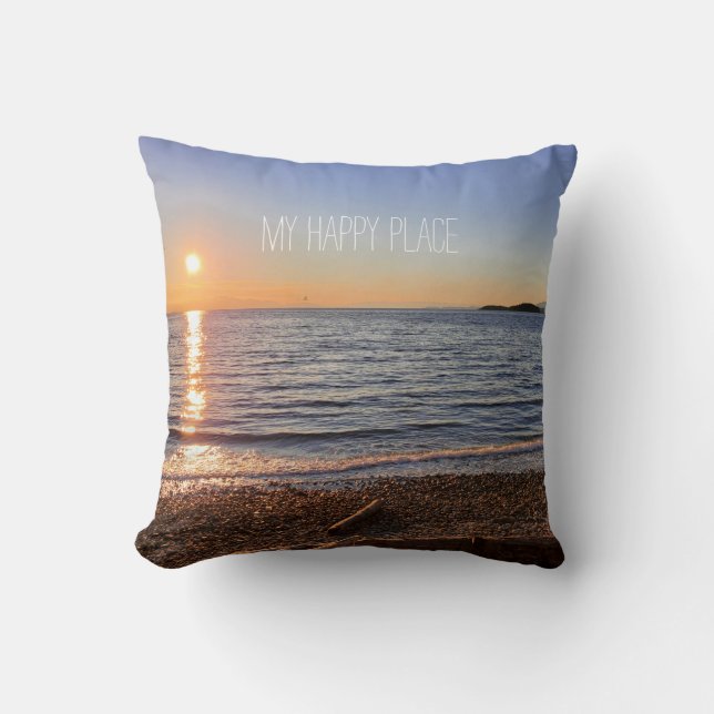 Scenic Beach Sunset Photo  Cushion (Front)