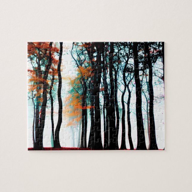 Scenic Black Silhouette Trees with Blue Sky Jigsaw Puzzle (Horizontal)