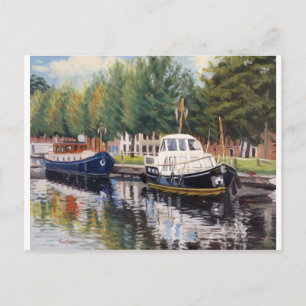 Scenic Bruges Boat Scene with Colourful Reflection Postcard