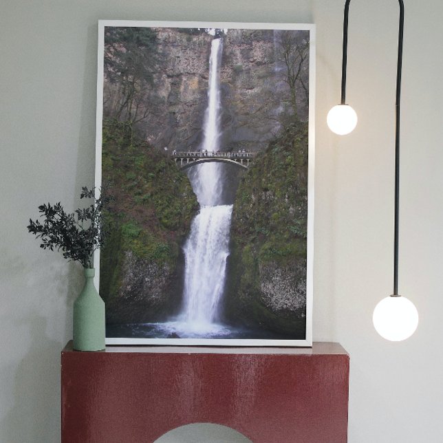 Scenic Cascading Multnomah Falls Photo Print (In Situ Framed)