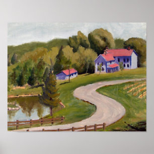 Scenic Chandler Hill Winery Oil Painting Poster