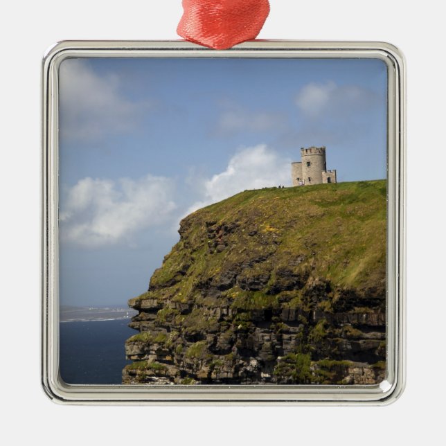 Scenic Cliffs of Moher and O'Brien's Tower. Metal Ornament (Front)