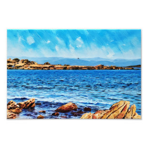Scenic Coastal Landscape With Vibrant Blue Waters Photo Print