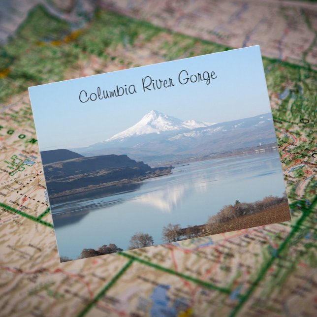 Scenic Columbia River Gorge Travel Photo Postcard (In Situ Map)