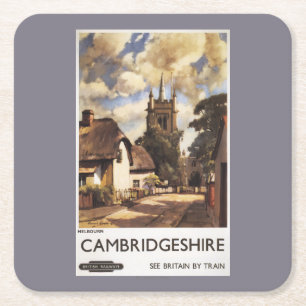 Scenic Country View British Railways Poster Square Paper Coaster