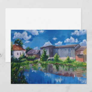 Scenic Countryside Lake Art Greeting Card