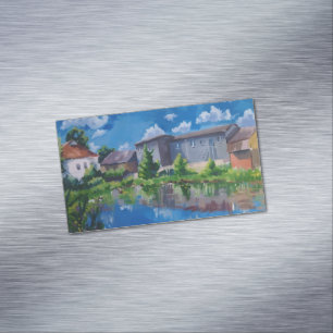 Scenic Countryside Lake Painting Magnet