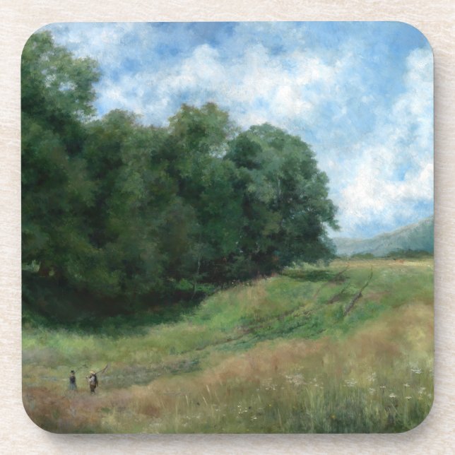 Scenic Countryside Path – Vintage Landscape Design Coaster (Front)