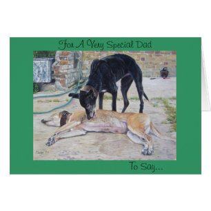 scenic court yard with greyhound dogs