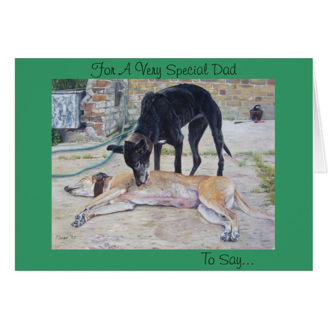 scenic court yard with greyhound dogs (Front Horizontal)