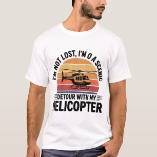 Scenic Detour Helicopter Retro Sunset Design T-Shirt