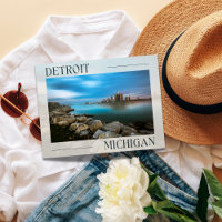Scenic Detroit Waterfront Postcard