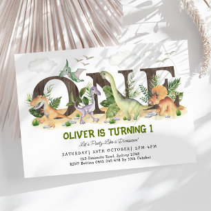 Scenic Dinosaur Wild One 1st Birthday Party Invitation