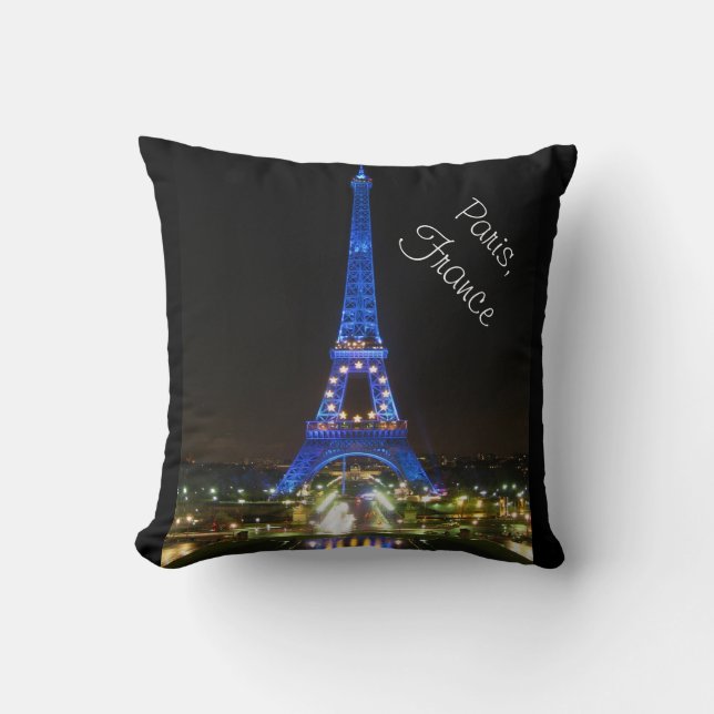 Scenic Eiffel Tower at Night Cushion (Front)
