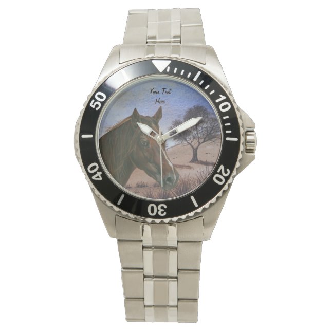 scenic equine portrait chestnut mare brown horse watch (Front)