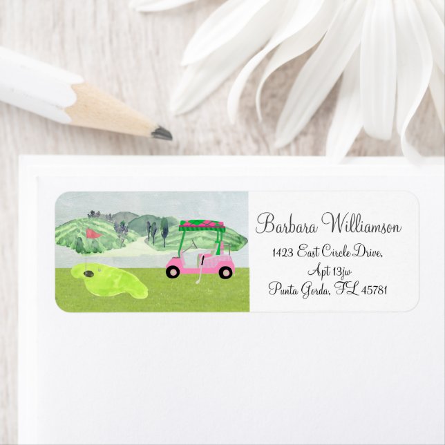Scenic Fun Golf Cart Greens Return Address Label (Insitu)