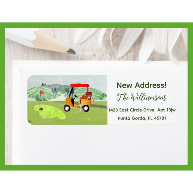 Scenic Fun Golf Cart Moved New Address Return Label (Creator Uploaded)