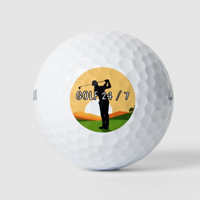 Scenic Funny Golf 24/7 Theme Golf Balls (Front)