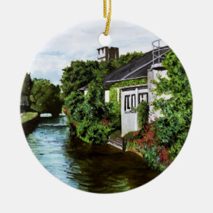 Scenic Galway City Ireland Canal View Ceramic Orna Ornament