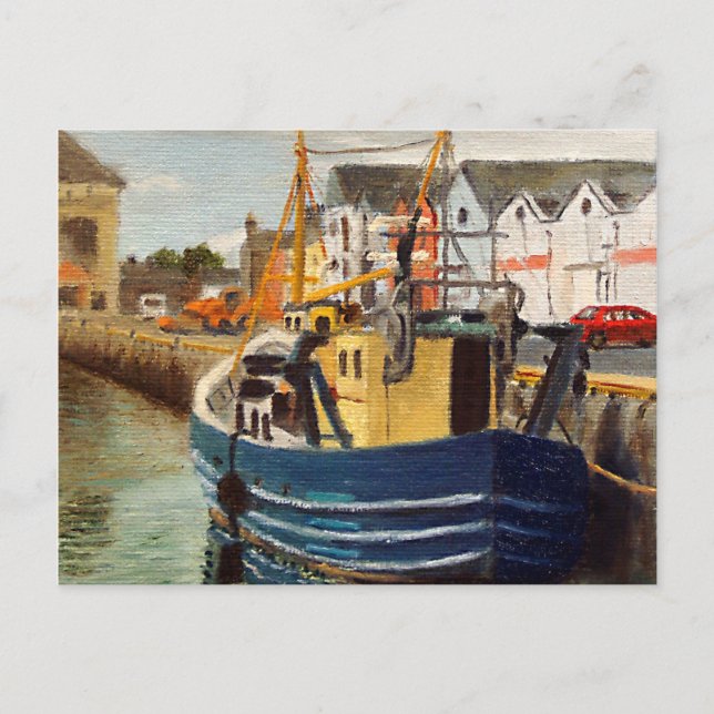 Scenic Galway City Ireland Fishing Boat Postcard (Front)