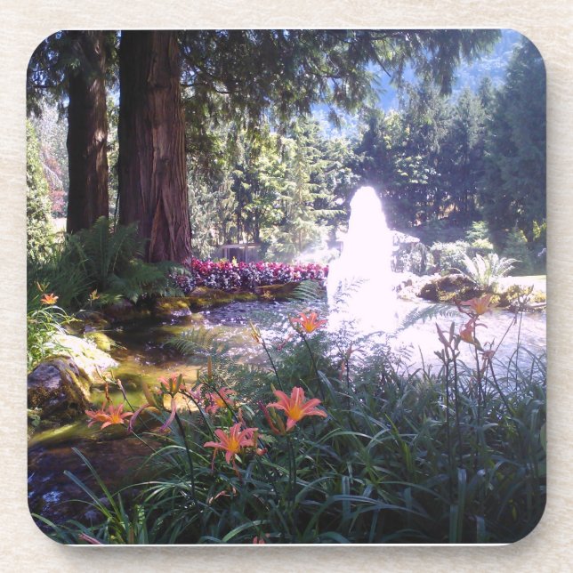 Scenic Garden with Water Fountain Coaster (Front)