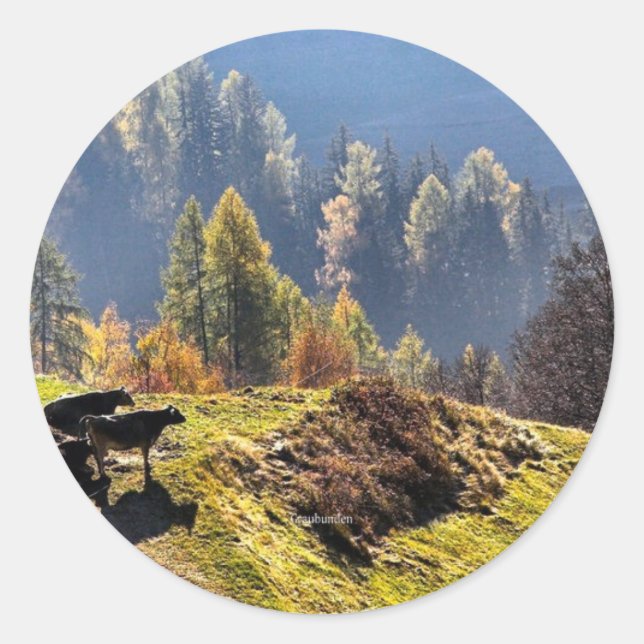 Scenic Graubunden Switzerland Classic Round Sticker (Front)
