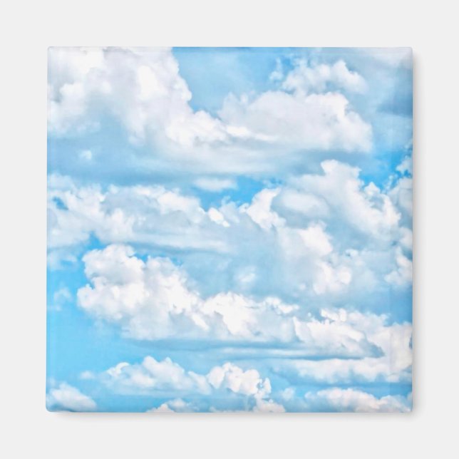 Scenic Happy Sunny Clouds Background Magnet (Front)