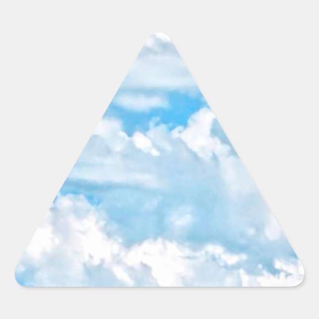 Scenic Happy Sunny Clouds Background Triangle Sticker (Front)