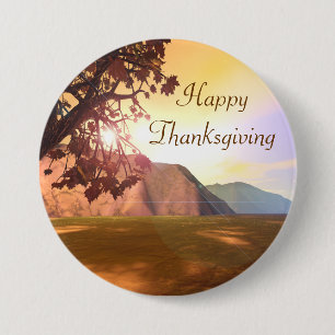 Scenic Happy Thanksgiving 7.5 Cm Round Badge