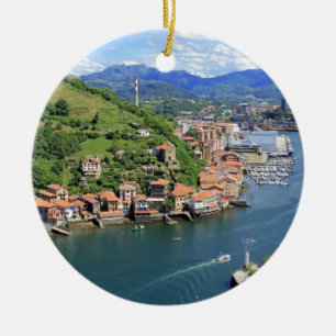 Scenic harbour mouth Pasaia, Basque country Ceramic Ornament