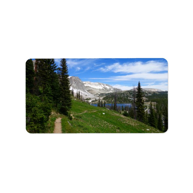 Scenic Hiking Snowy Range Mountain Summit Wyoming Label (Front)