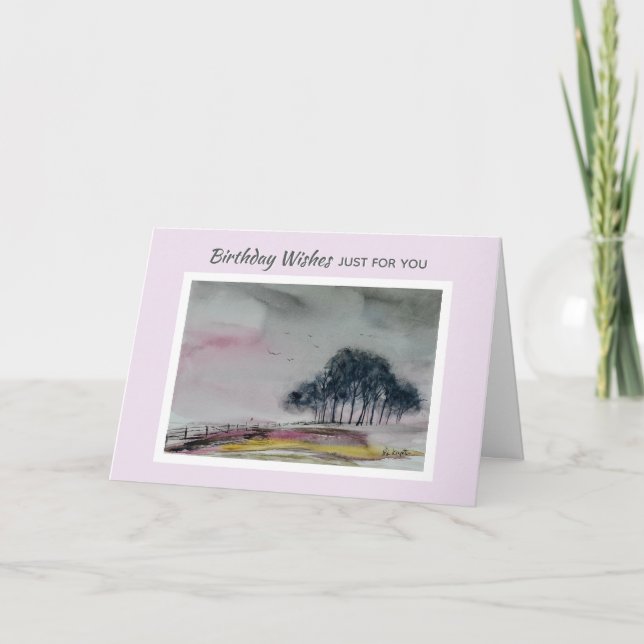 Scenic Hills Pink Landscape Card (Front)