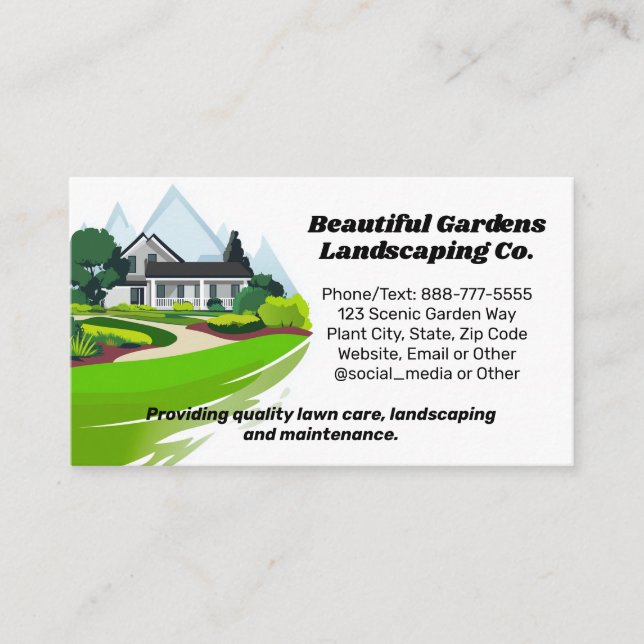 Scenic Home Landscape Lawn Care Business Business Card (Front)