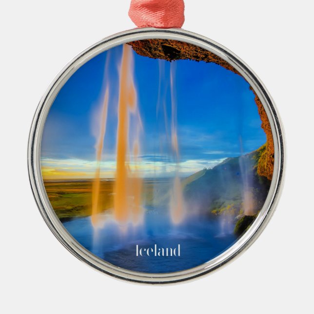 Scenic Iceland, skogafoss photographWa Metal Ornament (Front)