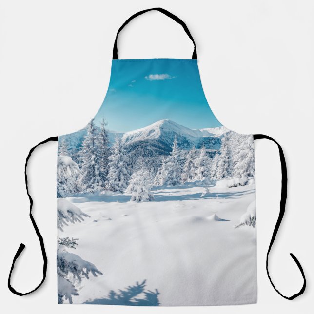 Scenic image of spruces tree. Frosty day, calm win Apron (Front)