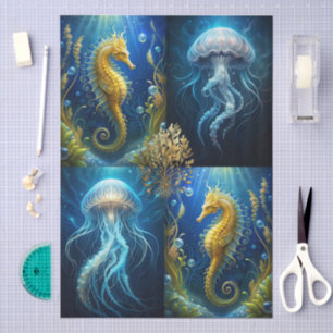 Scenic Jellyfish, Seahorses & Seaweed Decoupage Tissue Paper