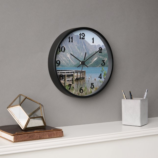 Scenic Lake and Mountains Landscape Clock (Office)