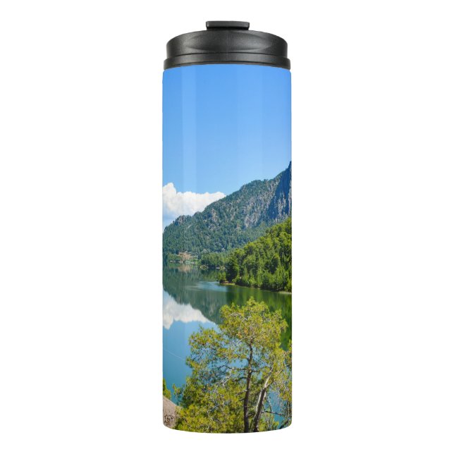 Scenic Lake Mountain Reflection Photo Thermal Tumbler (Front)