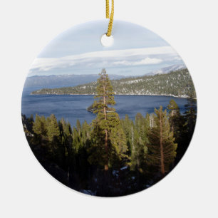 Scenic Lake Tahoe Ceramic Tree Decoration